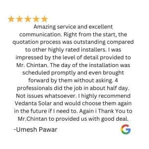 Vedanta Solar customer review 3