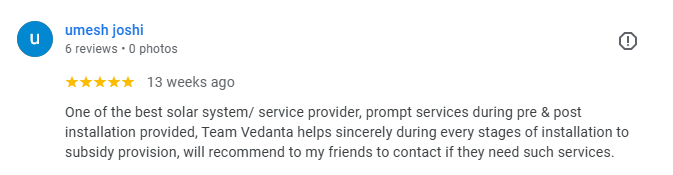 Vedanta Solar Customer Feedback