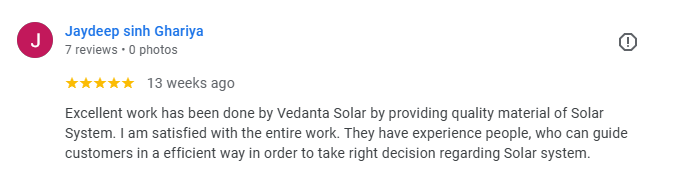 Vedanta Solar Customer Feedback