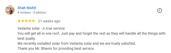 Vedanta Solar Customer Feedback