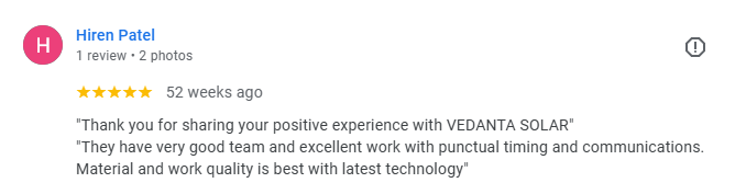 Vedanta Solar Customer Feedback