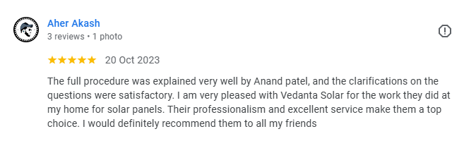Vedanta Solar Customer Feedback